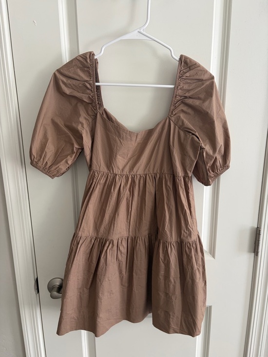 American Eagle Outfitters Dresses & Skirts - Brown Puff Sleeve Tiered Mini Dress